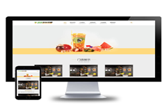 响应式奶茶食品餐饮加盟类网站模板,网站建设+利于SEO关键词优化